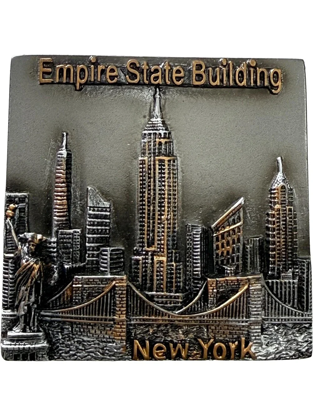 2 pc Lot New York City 3d Metallic Skyline Magnets Empire State Building